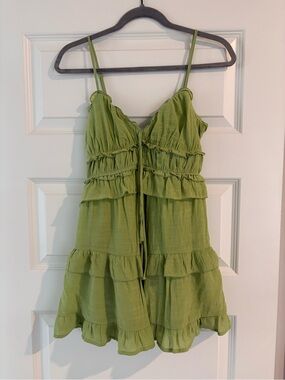 Trixxi Green Ruffled Mini Dress
